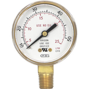 Pressure Gauges, 2" , 0-50 SCFH, Bottom Mount, Analogue Each
